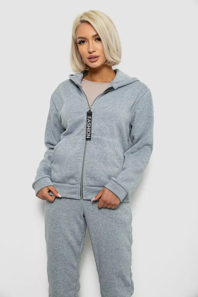 Купить Спортивный костюм женский на флисе, цвет светло-серый, 257R86 - Фото №2