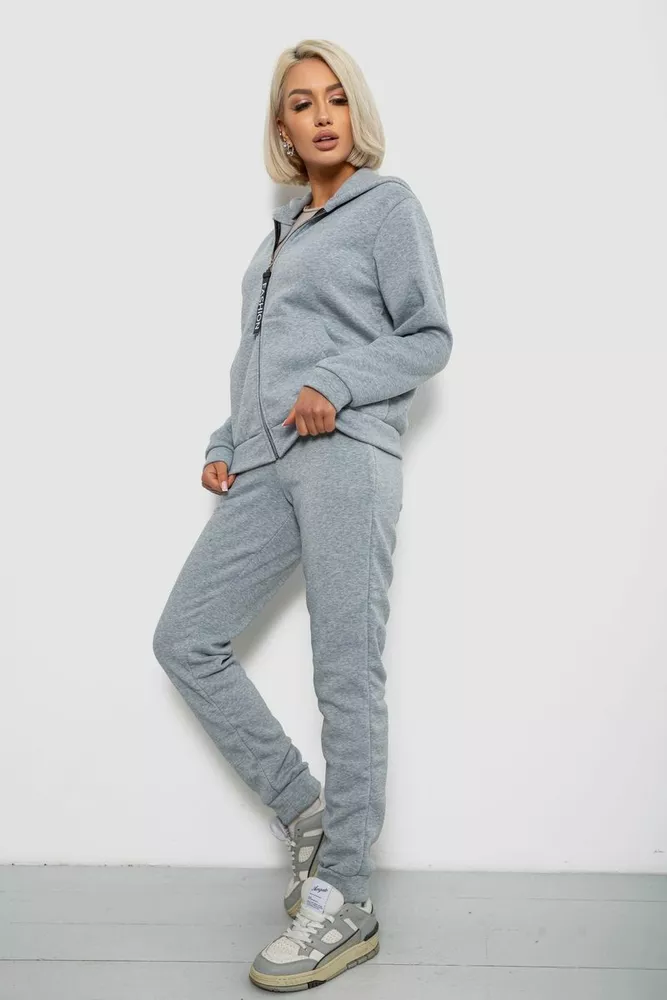Купить Спортивный костюм женский на флисе, цвет светло-серый, 257R86 - Фото №3
