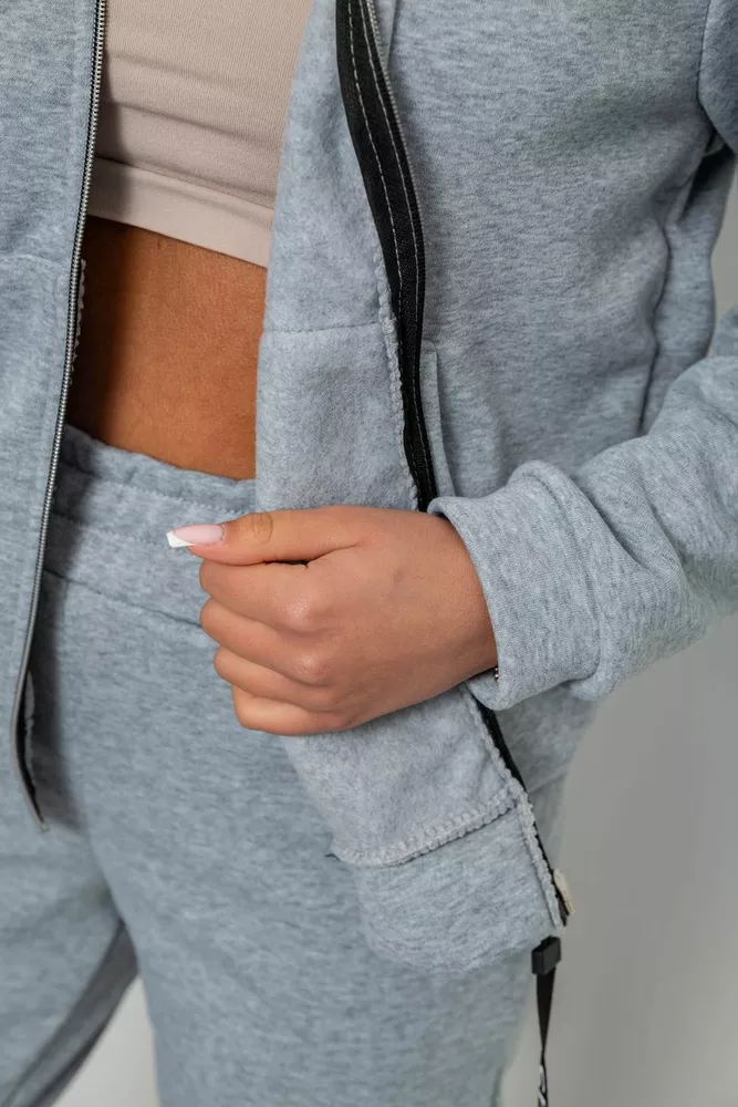 Купить Спортивный костюм женский на флисе, цвет светло-серый, 257R86 - Фото №6