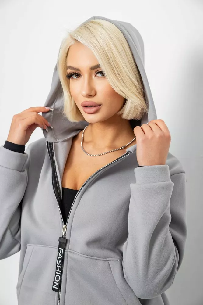 Купить Спортивный костюм женский на флисе, цвет серый, 257R86 - Фото №5