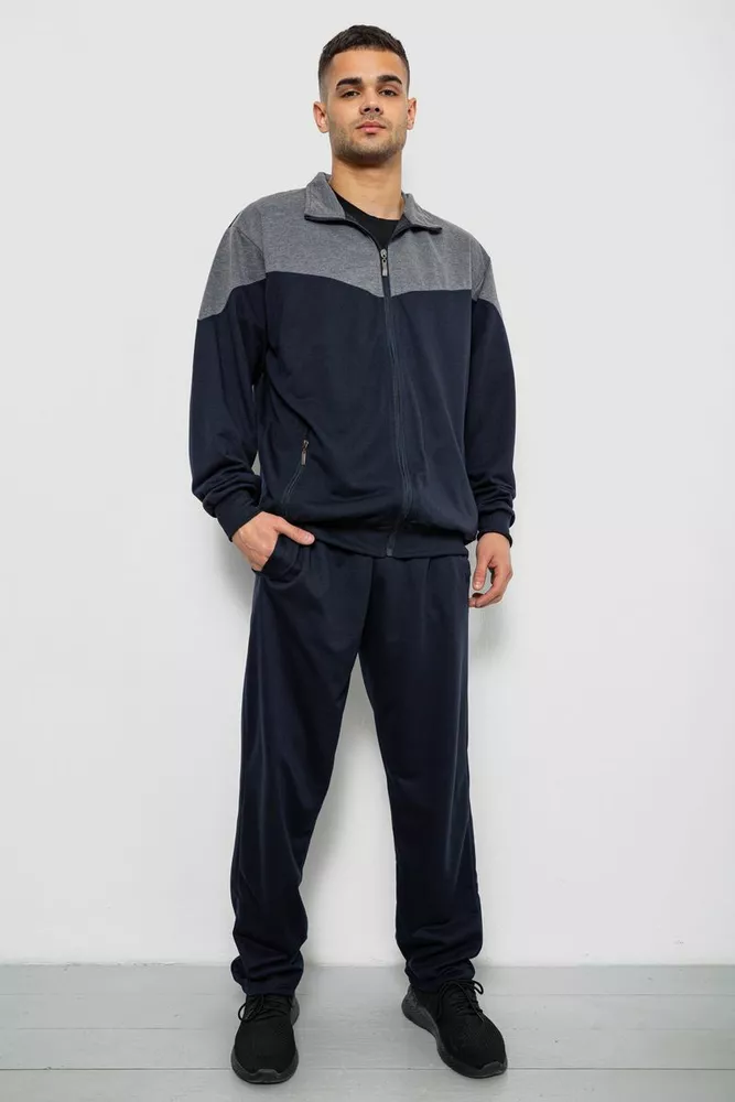 Купити Спортивний костюм чоловічий двонитка, колір синій, 244RY-961 - Фото №1
