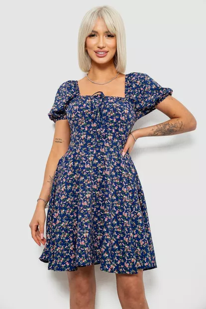 Платье женское с принтом софт, цвет синий, 257R811