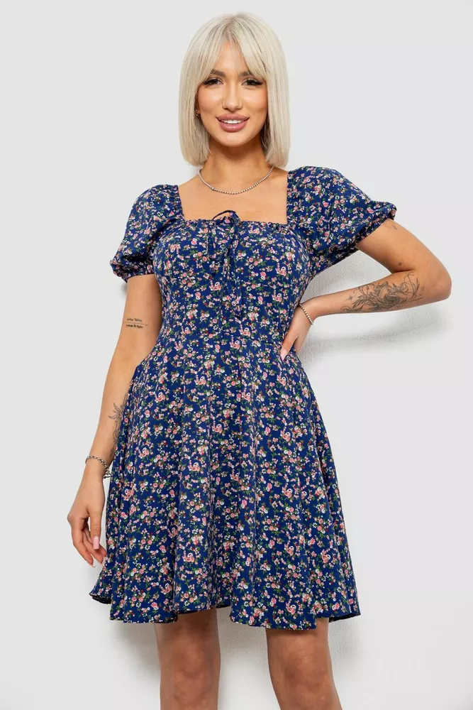 Купить Платье женское с принтом софт, цвет синий, 257R811 - Фото №1