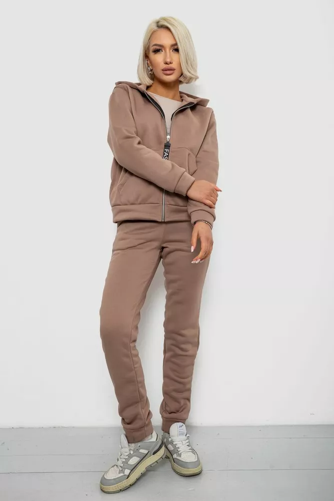 Купить Спортивный костюм женский на флисе, цвет мокко, 257R86 - Фото №1