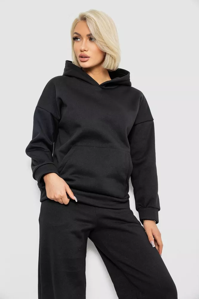 Купить Спортивный костюм женский на флисе, цвет черный, 257R87 - Фото №2
