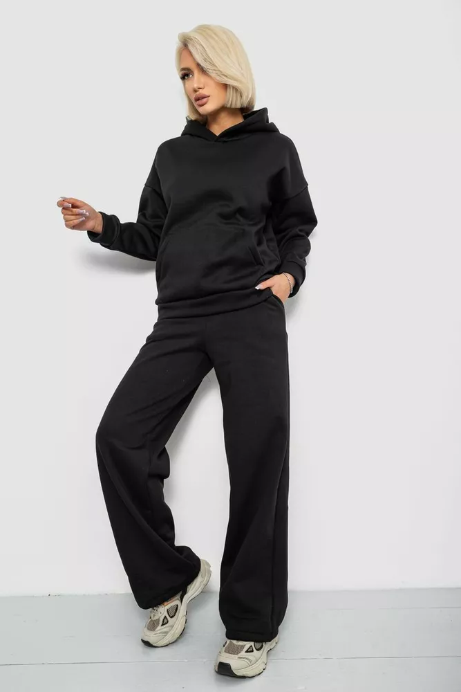 Купить Спортивный костюм женский на флисе, цвет черный, 257R87 - Фото №3