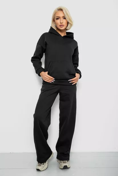 Спортивный костюм женский на флисе, цвет черный, 257R87