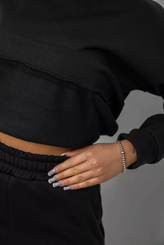 Купить Спортивный костюм женский на флисе, цвет черный, 257R87 - Фото №6