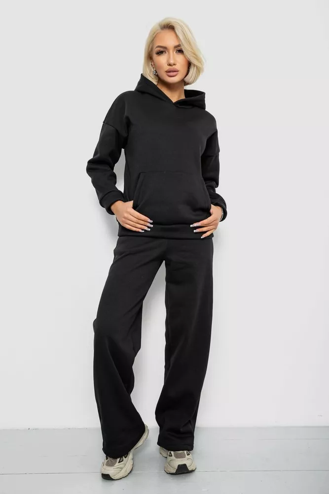 Купить Спортивный костюм женский на флисе, цвет черный, 257R87 - Фото №1