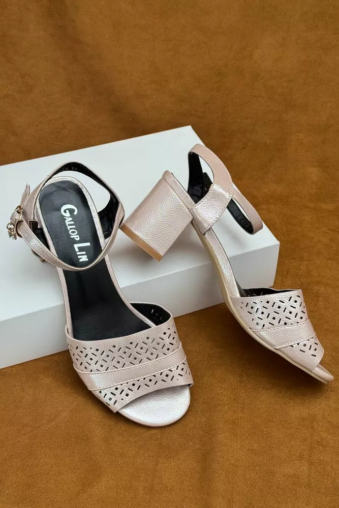 Купить Босоножки женские, цвет пудровый, 243RE259 - Фото №4