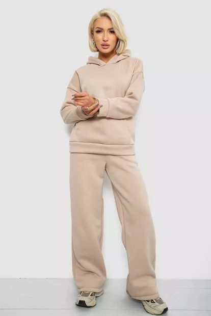 Спортивный костюм женский на флисе, цвет бежевый, 257R87