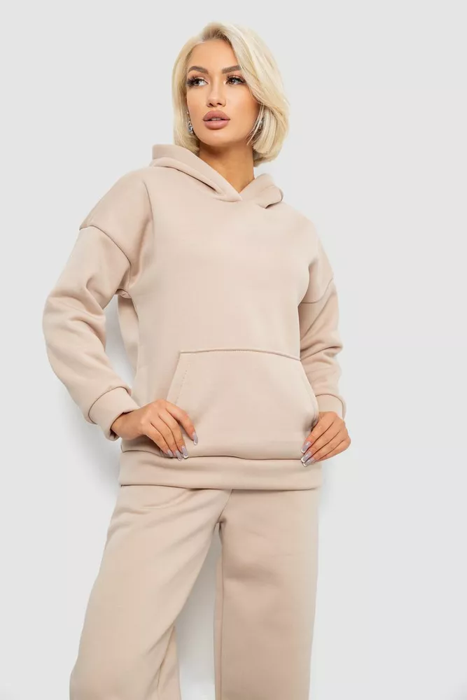 Купить Спортивный костюм женский на флисе, цвет бежевый, 257R87 - Фото №2