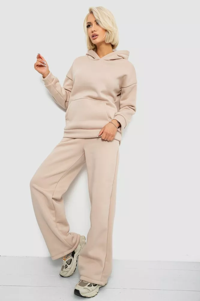 Купить Спортивный костюм женский на флисе, цвет бежевый, 257R87 - Фото №3