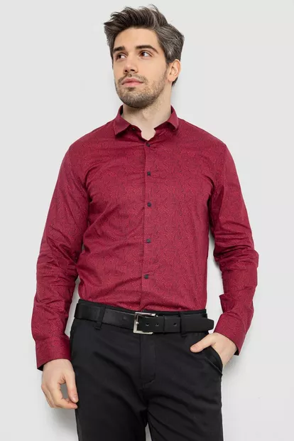 Сорочка чоловіча з принтом, колір бордовий, 186R2020