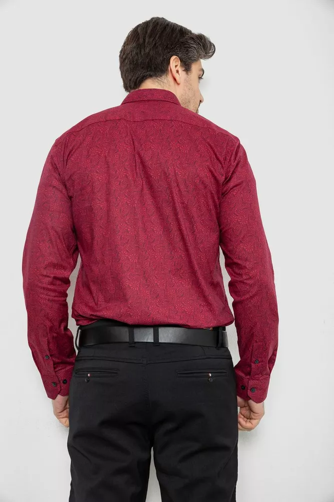 Купить Рубашка мужская с принтом, цвет бордовый, 186R2020 оптом - Фото №4