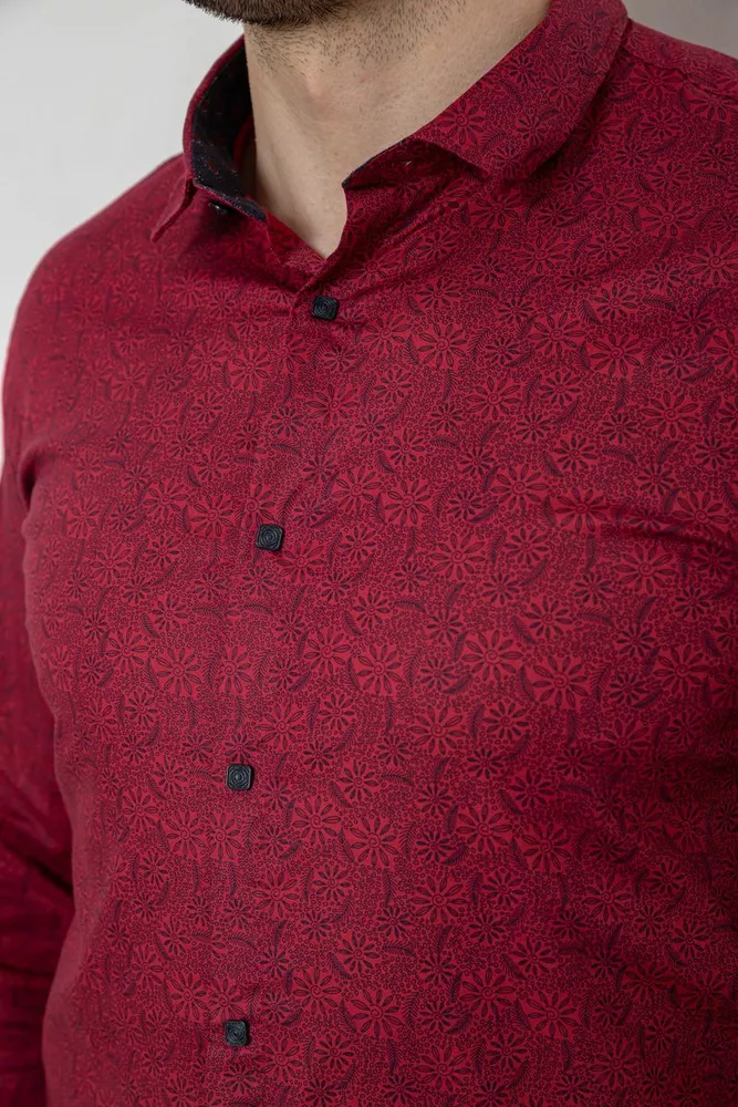 Купить Рубашка мужская с принтом, цвет бордовый, 186R2020 оптом - Фото №5