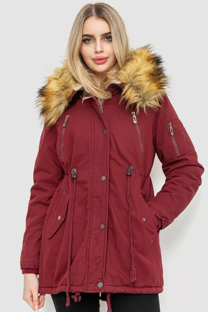 Купити Парка жіноча зимова, колір бордовий, 244R6911 - Фото №1