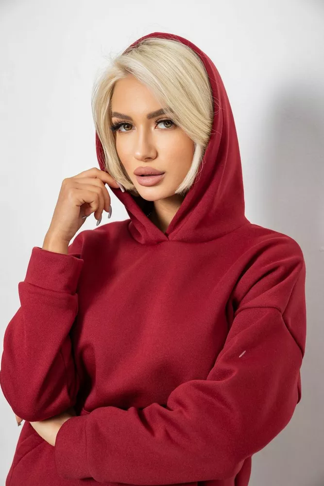 Купить Спортивный костюм женский на флисе, цвет бордовый, 257R87 - Фото №5