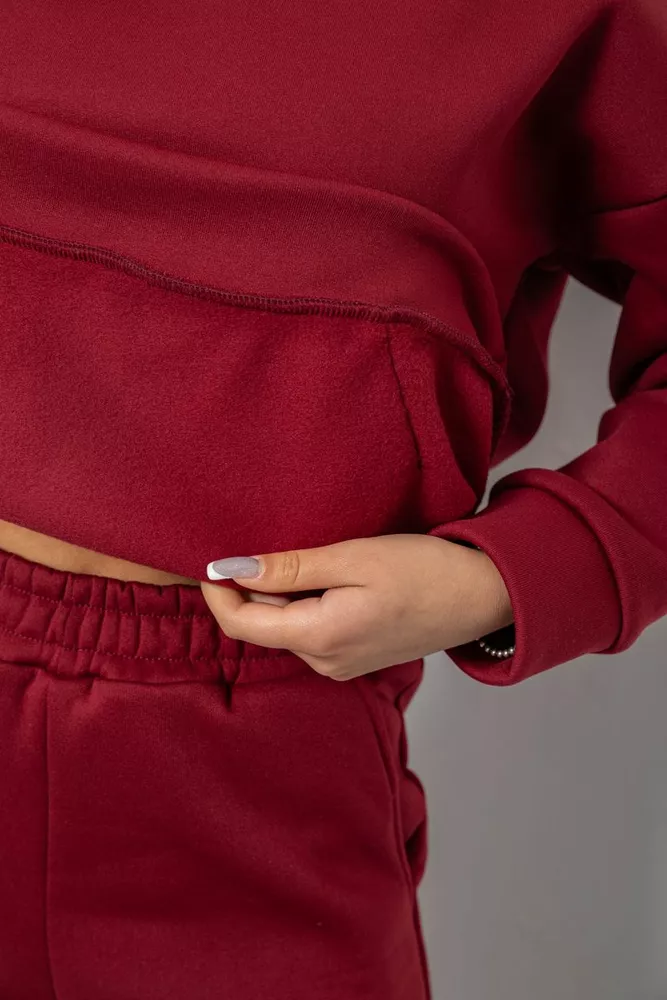 Купить Спортивный костюм женский на флисе, цвет бордовый, 257R87 - Фото №6