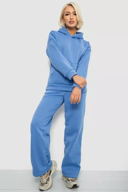 Спортивный костюм женский на флисе, цвет голубой, 257R87