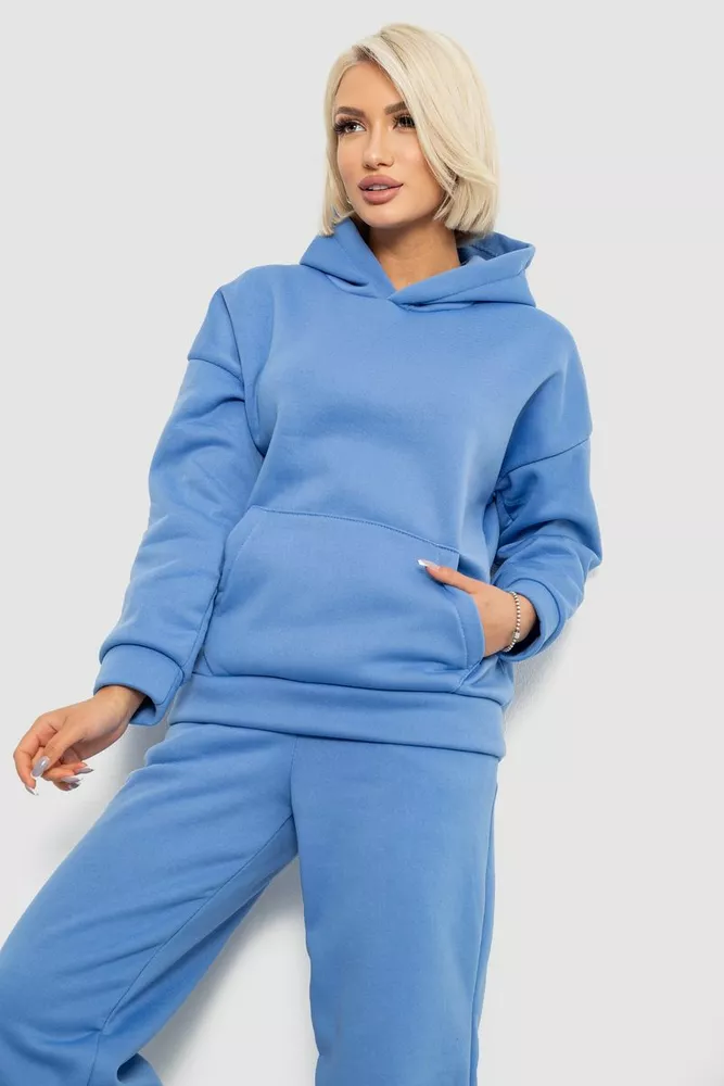 Купить Спортивный костюм женский на флисе, цвет голубой, 257R87 - Фото №2