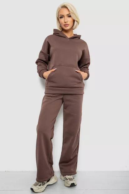 Спортивный костюм женский на флисе, цвет коричневый, 257R87