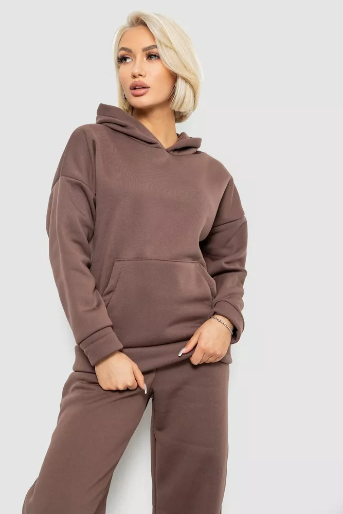 Купить Спортивный костюм женский на флисе, цвет коричневый, 257R87 - Фото №2