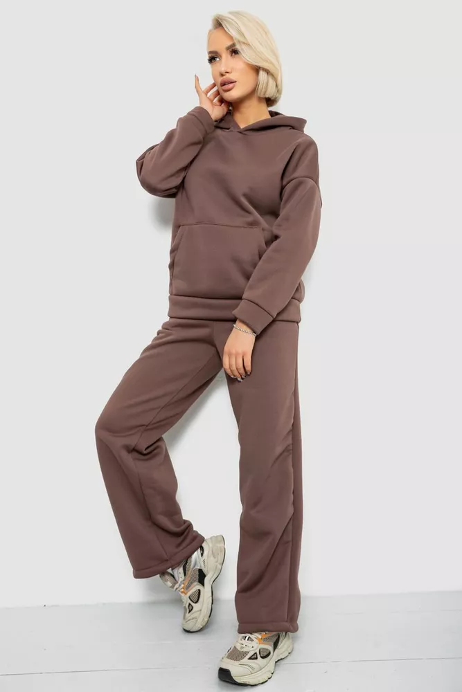 Купить Спортивный костюм женский на флисе, цвет коричневый, 257R87 - Фото №3