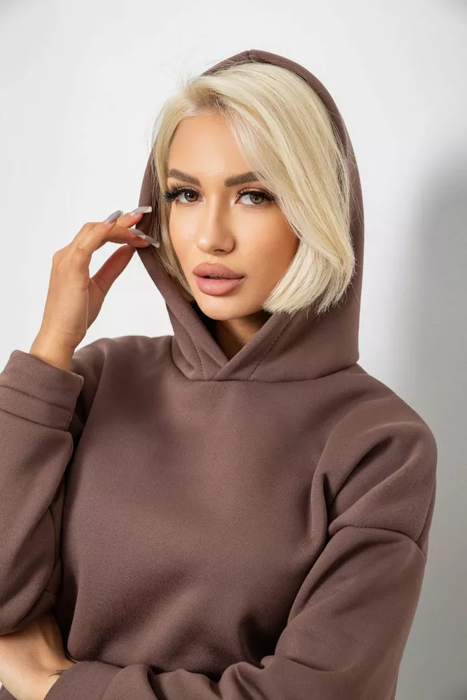 Купить Спортивный костюм женский на флисе, цвет коричневый, 257R87 - Фото №5