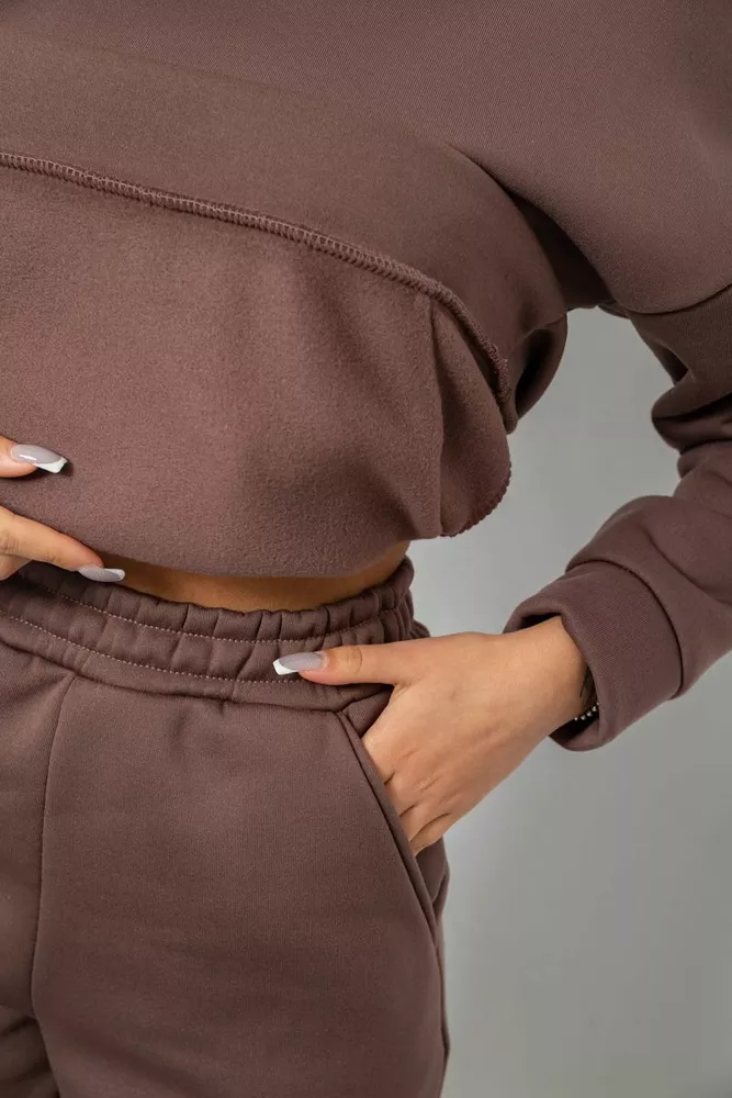 Купить Спортивный костюм женский на флисе, цвет коричневый, 257R87 - Фото №6
