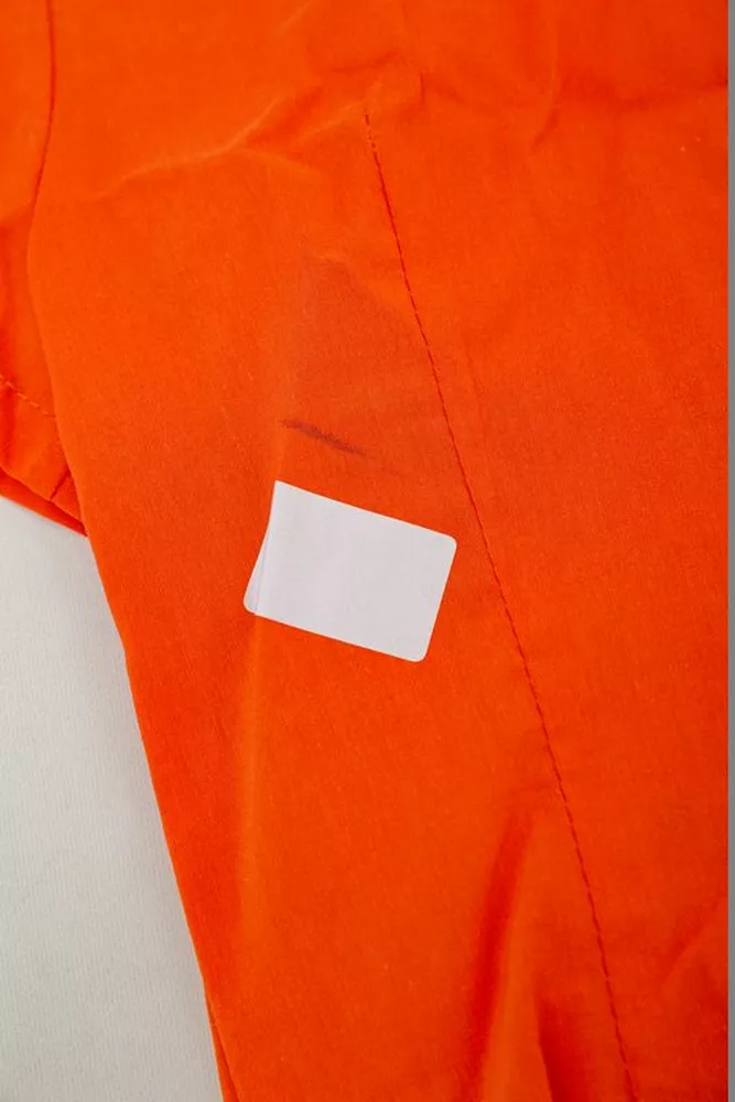 Купить Рубашка женская однотонная  -уценка, цвет оранжевый, 230R068-1-U-303 - Фото №6