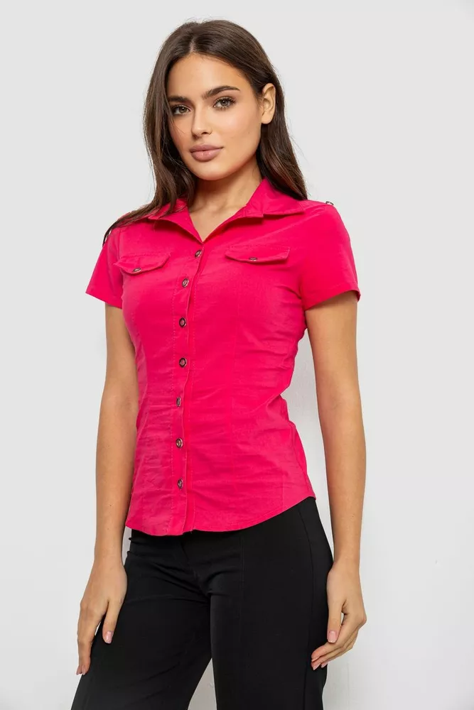 Купить Рубашка женская однотонная  -уценка, цвет розовый, 230R068-1-U-302 - Фото №3