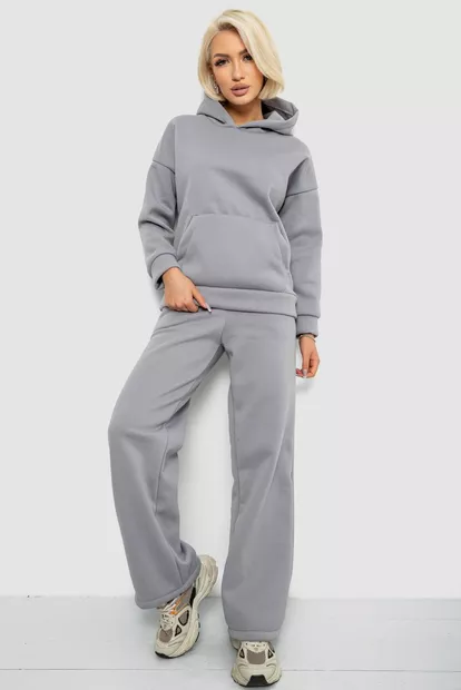 Спортивный костюм женский на флисе, цвет серый, 257R87