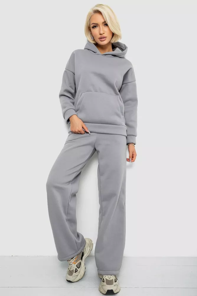 Купить Спортивный костюм женский на флисе, цвет серый, 257R87 - Фото №1