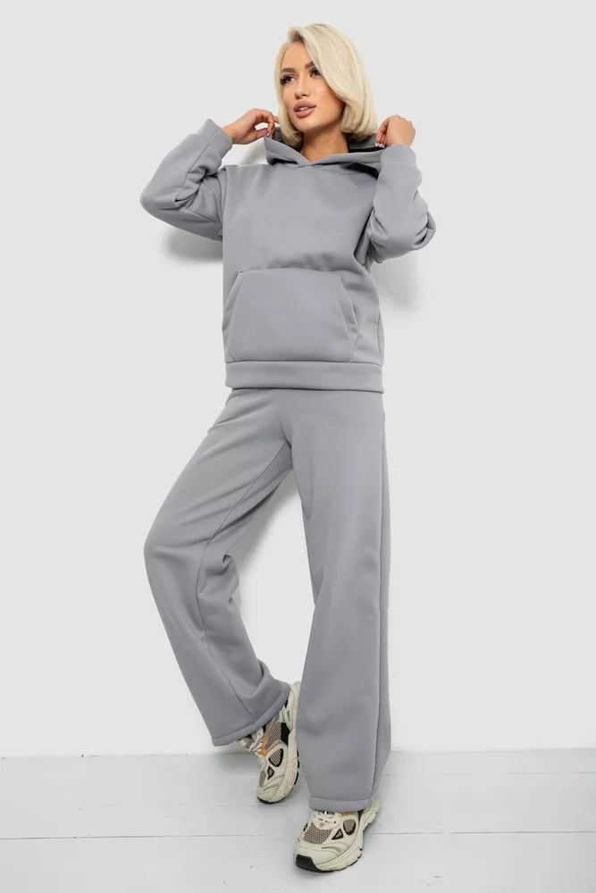 Купить Спортивный костюм женский на флисе, цвет серый, 257R87 - Фото №3