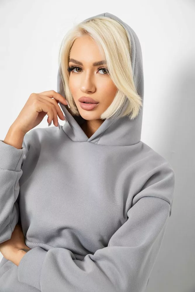 Купить Спортивный костюм женский на флисе, цвет серый, 257R87 - Фото №5