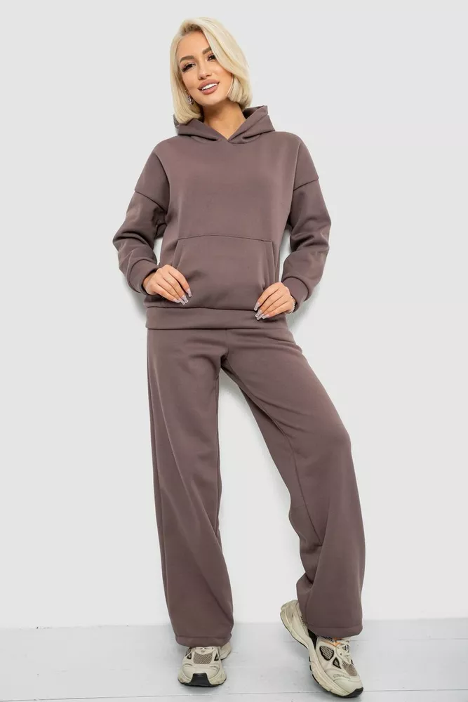Купить Спортивный костюм женский на флисе, цвет мокко, 257R87 - Фото №1