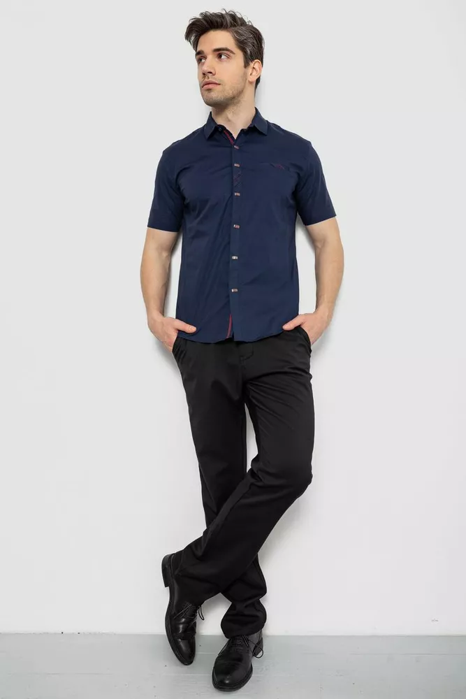 Купити Сорочка чоловіча однотонна  -уцінка, колір темно-синій, 214R7005-U-4 оптом - Фото №2