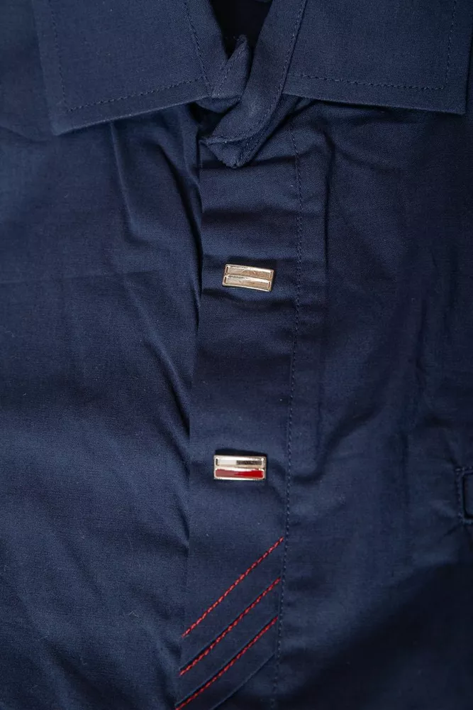 Купити Сорочка чоловіча однотонна  -уцінка, колір темно-синій, 214R7005-U-4 оптом - Фото №6