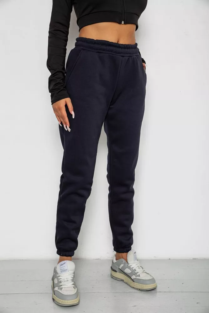 Купити Спортивні штани жіночі на флісі  -уцінка, колір темно-синій, 238R57012-U-3 - Фото №3