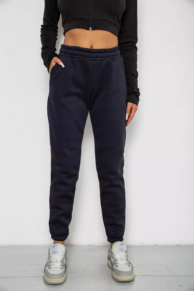 Купити Спортивні штани жіночі на флісі  -уцінка, колір темно-синій, 238R57012-U-3 - Фото №1