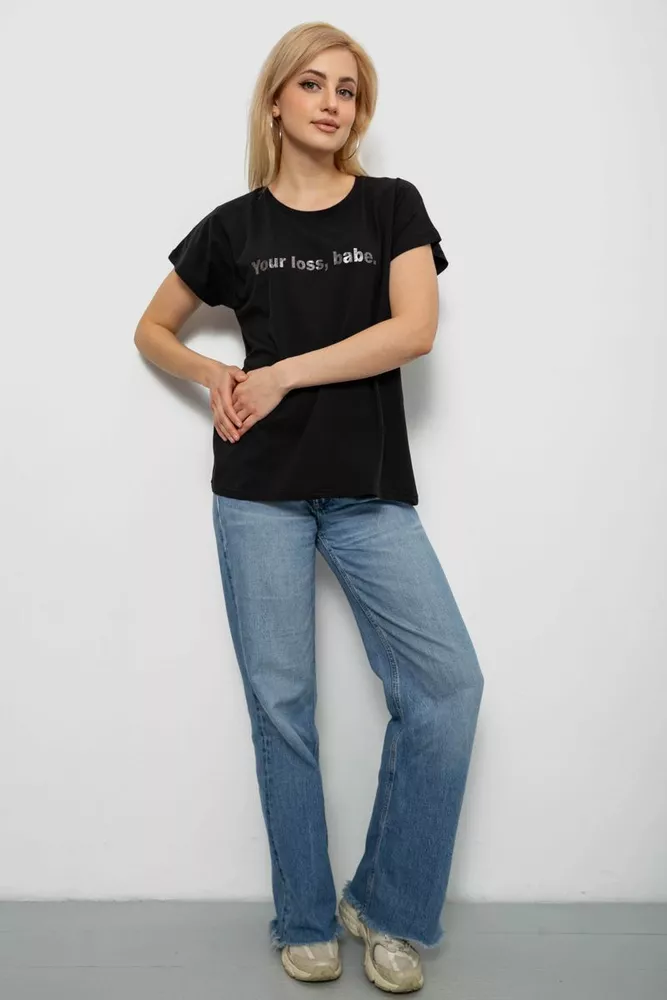 Купить Футболка женская с принтом, цвет черный, 244R3016 - Фото №2