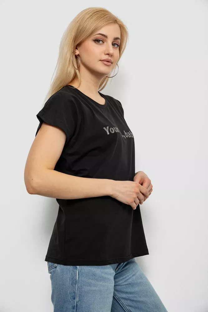Купить Футболка женская с принтом, цвет черный, 244R3016 - Фото №3