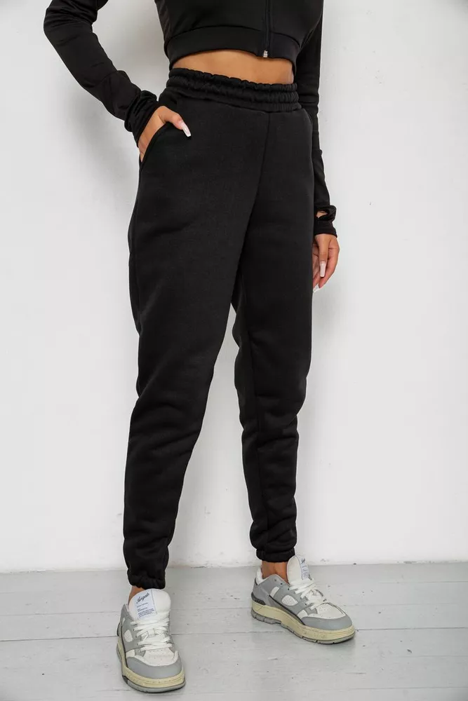 Купити Спортивні штани жіночі на флісі  -уцінка, колір чорний, 238R57013-U-10 - Фото №3