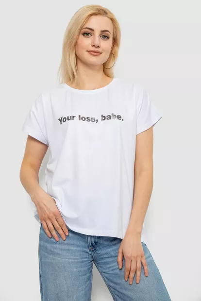 Футболка женская с принтом, цвет белый, 244R3016