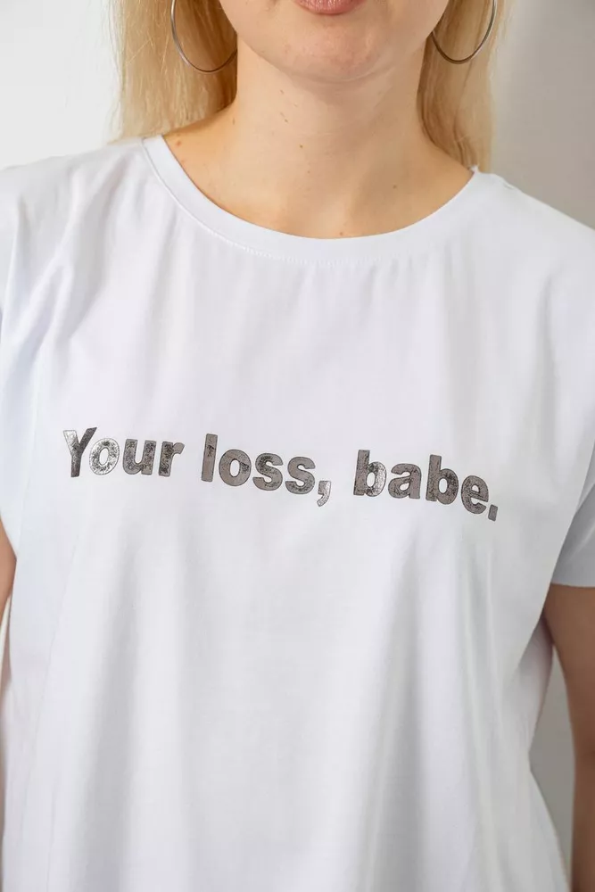 Купить Футболка женская с принтом, цвет белый, 244R3016 - Фото №5