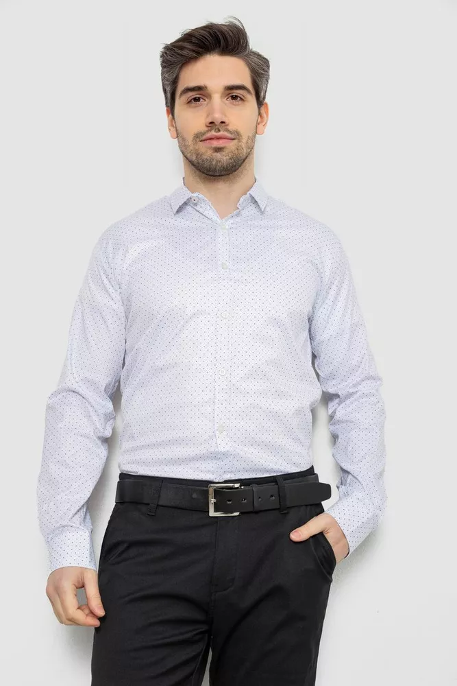 Купити Сорочка чоловіча однотонна з принтом  -уцінка, колір білий, 186R2114-U - Фото №1