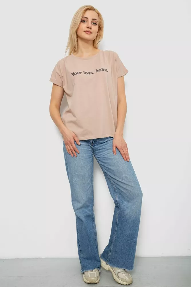 Купить Футболка женская с принтом, цвет бежевый, 244R3016 - Фото №2