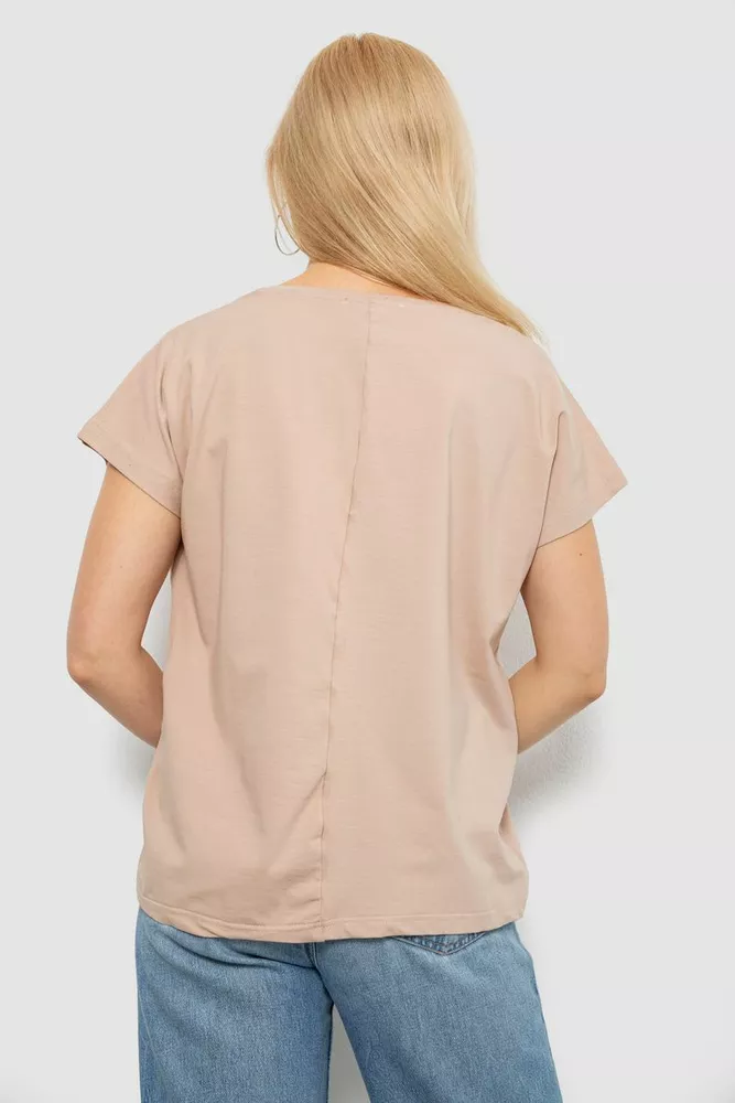 Купить Футболка женская с принтом, цвет бежевый, 244R3016 - Фото №4