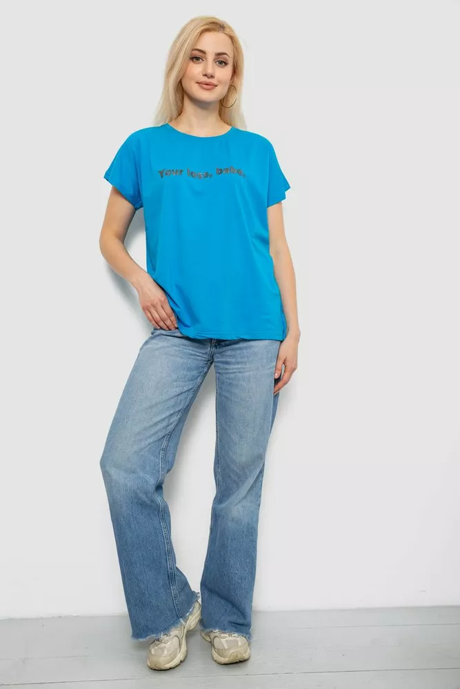 Купить Футболка женская с принтом, цвет голубой, 244R3016 - Фото №2